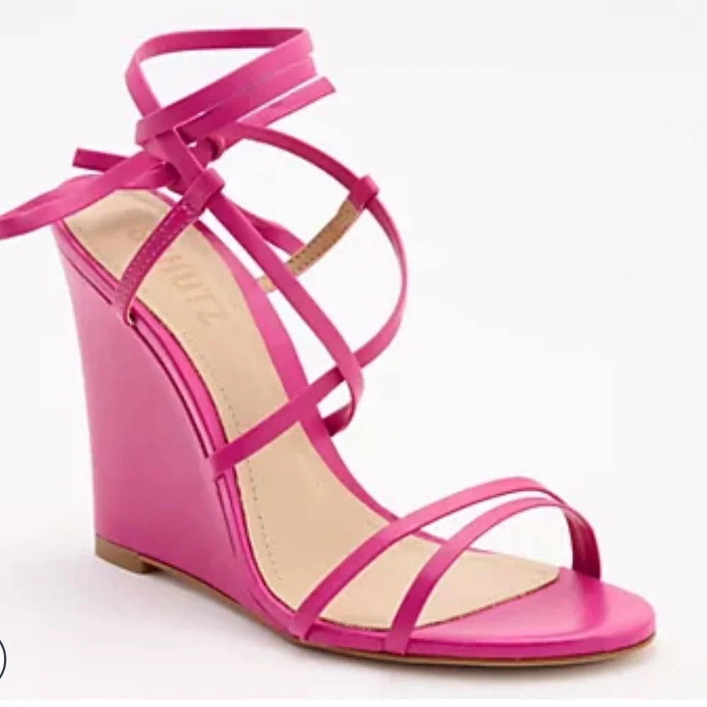 New without Box Schutz Women’s Deanne Strappy Leather Heeled Sandals‎ Hot Pink